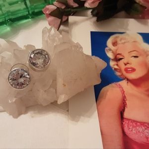 VTG. DULCE OF TAXCO, MEXICO 7ct. ROUND BRILLIANT CUT, CUBIC ZIRCONIA EARRINGS